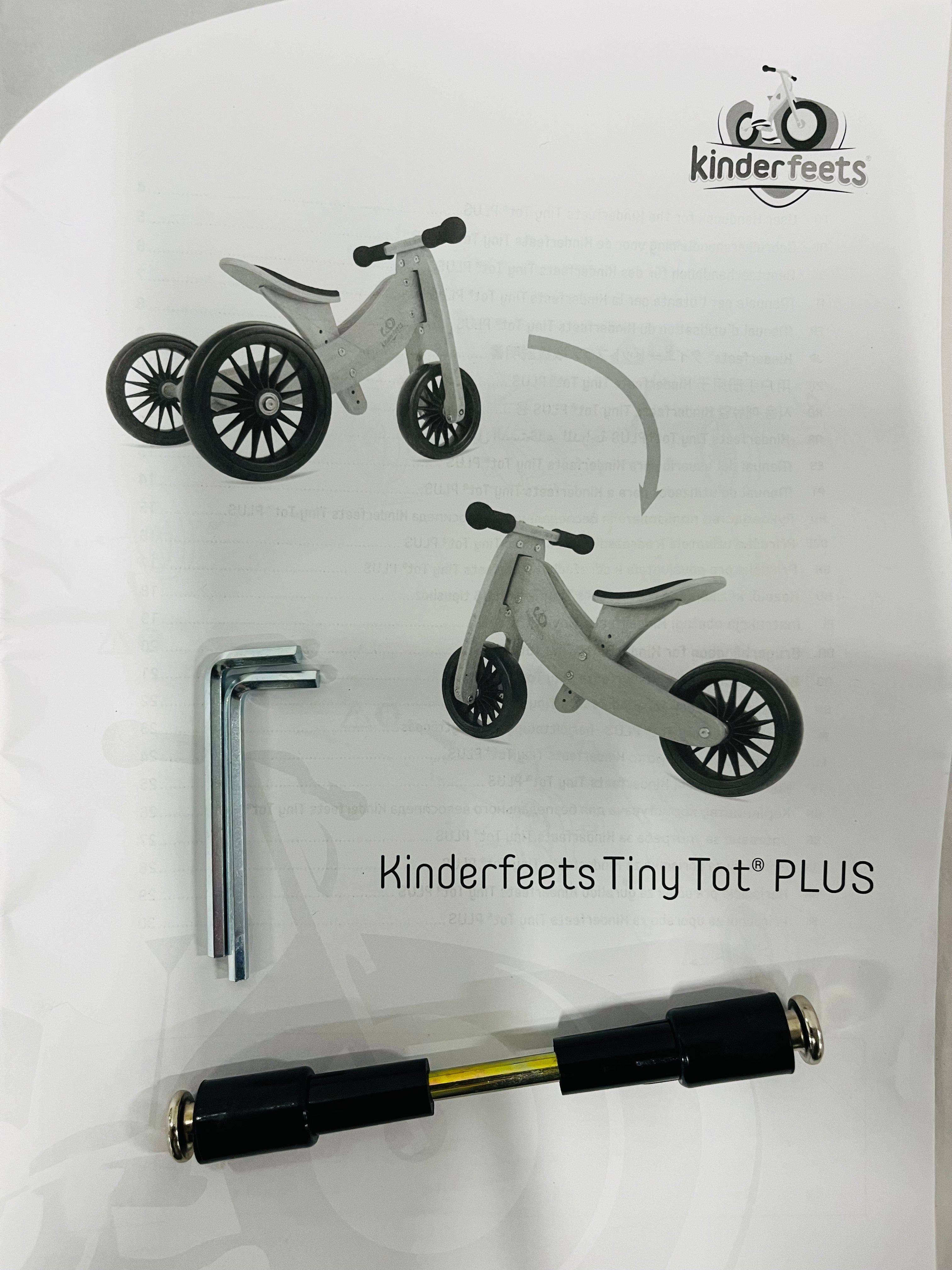 Tiny Tot PLUS Bike Single Wheel Axle and Instruction Manual CONVERSION Kit