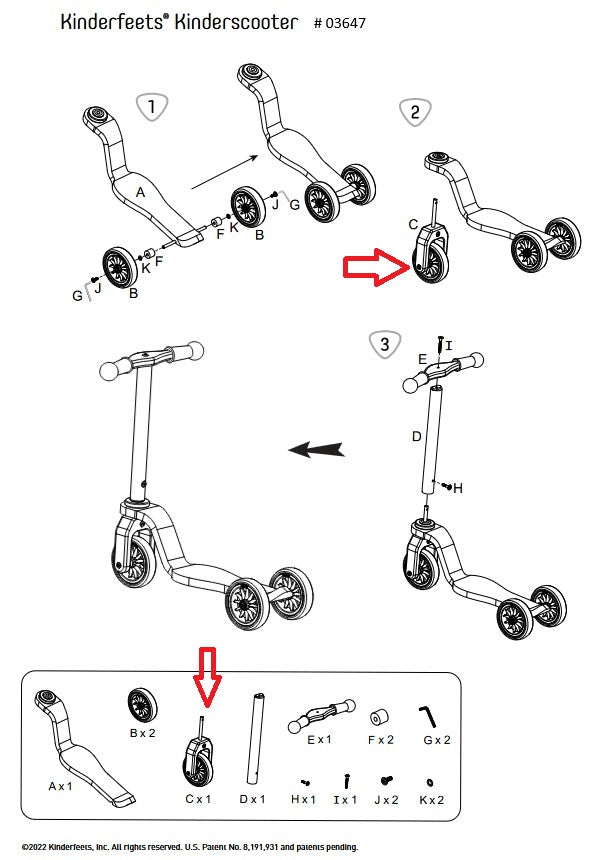 Front Wheel for Kinderscooter 03647